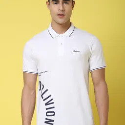 Rodamo Typography Printed Polo Collar Slim Fit  Casual Cotton T-shirt-picture-45