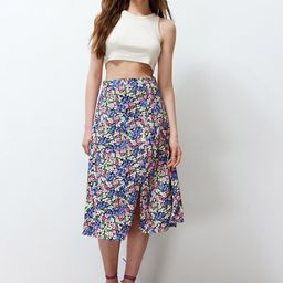 Trendyol Floral Printed Straight Flared Midi Skirt-image-56
