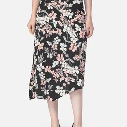 Cation Women Floral Printed Midi A-Line Skirts-image-82