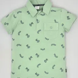 YOUMAA Boys Printed Polo Collar Pure Cotton T-shirt-image-52