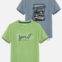 HELLCAT Boys Pack Of 2 Typography Printed Cotton T-shirt-32