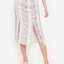 ZALORA BASICS  Women Grey Floral Printed Front Slit Skirt-image-51