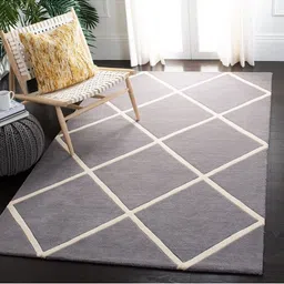 IMRA CARPET Grey Geometric Handmade Woollen Carpet-52