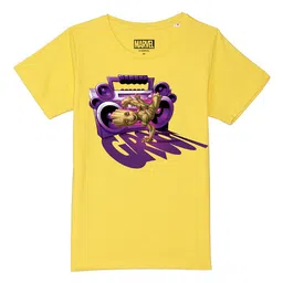 Marvel by Wear Your Mind Boys Yellow Round Neck Printed T-shirt-image-77