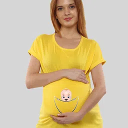 SillyBoom Graphic Printed Cotton Extended Sleeves Maternity T-shirt-image-67