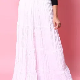 Freehand by The Indian Garage Co Self Design Gathered Maxi Tiered Skirt-image-48