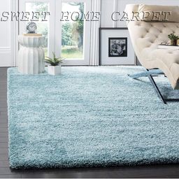 IMRA CARPET Turquoise Blue Solid Polyester Carpet-image-34