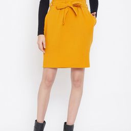 Zastraa Women Solid Pencil Skirt With Belt-image-15