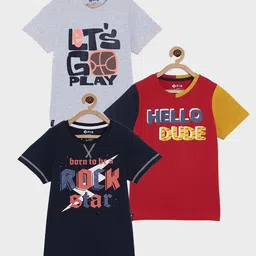 3PIN Boys Red And Black Typography 3 Printed  T-shirt-image-34