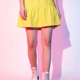 STREET 9 Striped Gathered Detailed A-Line Mini Skirt-picture-42