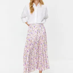 Trendyol Floral Printed Pleated A-Line Midi Skirt-image-58
