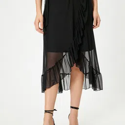 Koton Solid Ruffle Midi Wrap Skirt-picture-9