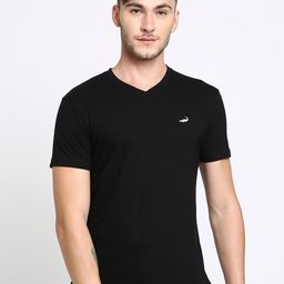 Crocodile Men Black V-Neck Cotton T-shirt-image-8