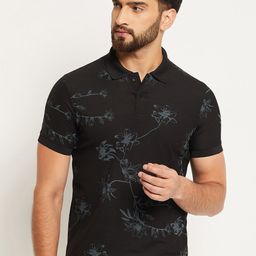 OGEN Men Floral Printed Polo Collar T-shirt-image-40