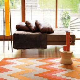 Safiya Carpet Orange & Beige Geometric Printed Hand-Tufted Rectangle Shaped Woollen Carpet-34