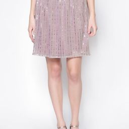 Sera Women Pink & Silver-Coloured Embellished Mini Skirt-image-56