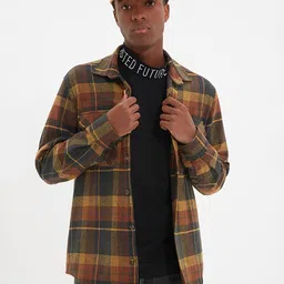 Trendyol Men Tartan Checked Casual Cotton Shirt-image-5