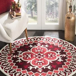 Safiya Carpet Red & White Ethnic Motifs Woollen Carpet-image-20