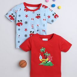 BUMZEE Kids Conversational Printed Pack Of 2 Cotton T-Shirts-image-22