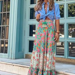 StyleCast Women Floral Printed Maxi Flared Skirt-8