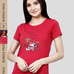 CHOZI Pack Of 2 Graphic Printed Running Cotton T-shirt-image-57