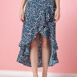 Oomph! Floral Printed Wrap Maxi Skirt-image-87