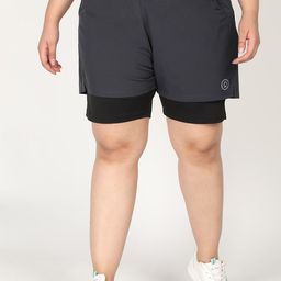 CHKOKKO Plus Women Grey Regular Fit Training or Gym Sports Shorts-image-39