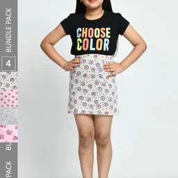 Kryptic Girls Pack Of 4 Cotton Mini Length Straight Skirt-image-15