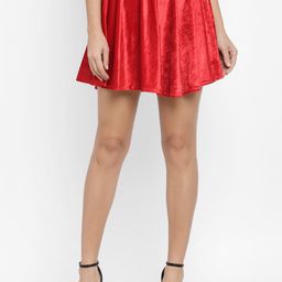 N-Gal Flared Velvet Flared Mini Skirts-image-3
