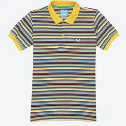 VINENZIA Boys Yellow Striped V-Neck T-shirt-image-80