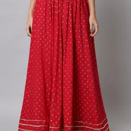 KALINI Women Pink Printed Maxi-Length Flared Skirt-image-34