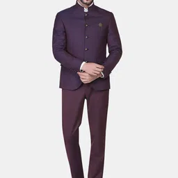 Blackberrys Men Maroon Solid Single-Breasted 2-Piece Formal Suit-image-61