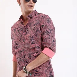 KETCH Tropical Printed Spread Collar Cotton Slim Fit Casual Shirt-image-64