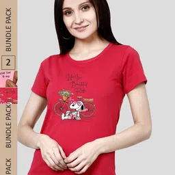 CHOZI Pack of 2 Printed Cotton T-shirt-image-64