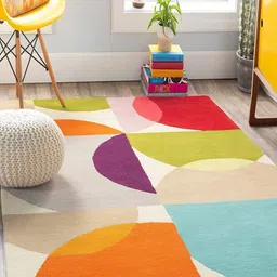 Safiya Carpet Blue Geometric Printed Hand-Tufted Woollen Carpets-image-76