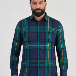 MR BUTTON Men Slim Fit Checked Casual Cotton Shirt-picture-33