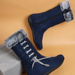 SAPATOS Women Faux Fur Trim Winter Boots-image-56