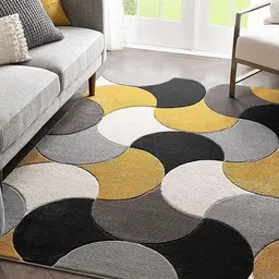 Safiya Carpet Yellow & Black Geometric Hand-Tufted Woollen Traditional Carpet-picture-13