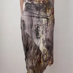 LULU & SKY Abstract Printed Diagonal Hem Pencil Midi Skirt-image-69