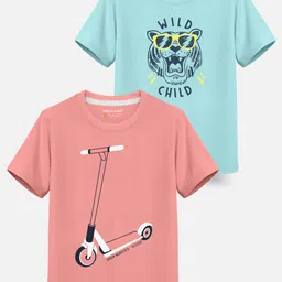HELLCAT Boys Pack Of 2 Graphic Printed Cotton T-shirt-55