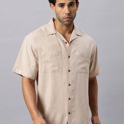 The Roadster Lifestyle Co. Beige Relaxed Short Sleeved Casual Shirts-image-73