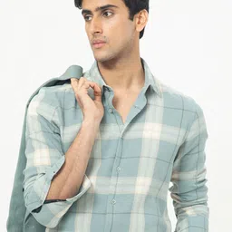 RARE RABBIT Men Melfi Brown Slim Fit Tartan Check Cotton Shirt-picture-32