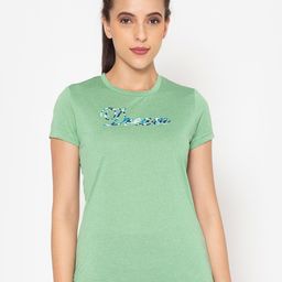 BODYACTIVE Women Green Typography Printed Slim Fit T-shirt-image-71
