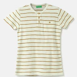 United Colors of Benetton Boys Striped Henley Neck Cotton T-shirt-image-85