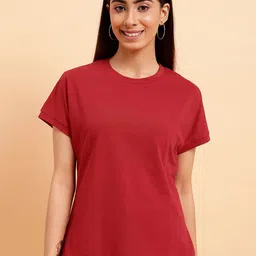 MINT STREET Round Neck Pure Cotton Casual T-shirt-image-66