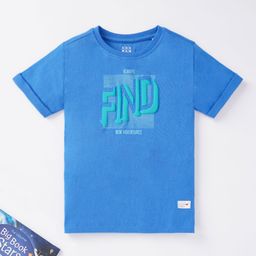Ed-a-Mamma Boys Blue Typography Printed T-shirt-55