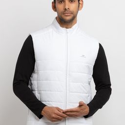 Status Quo Men White High Neck Padded Jacket-image-32