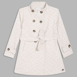 ELLE Beige Girls Self-Deigned Double-Breasted Trench coat-image-18