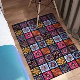 RANGOLI Blue Ethnic Motifs Printed Anti-Skid Floor Carpet-34
