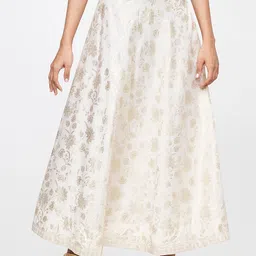 Global Desi Women Off White Gold-toned Printed Flared Maxi Skirt-picture-29